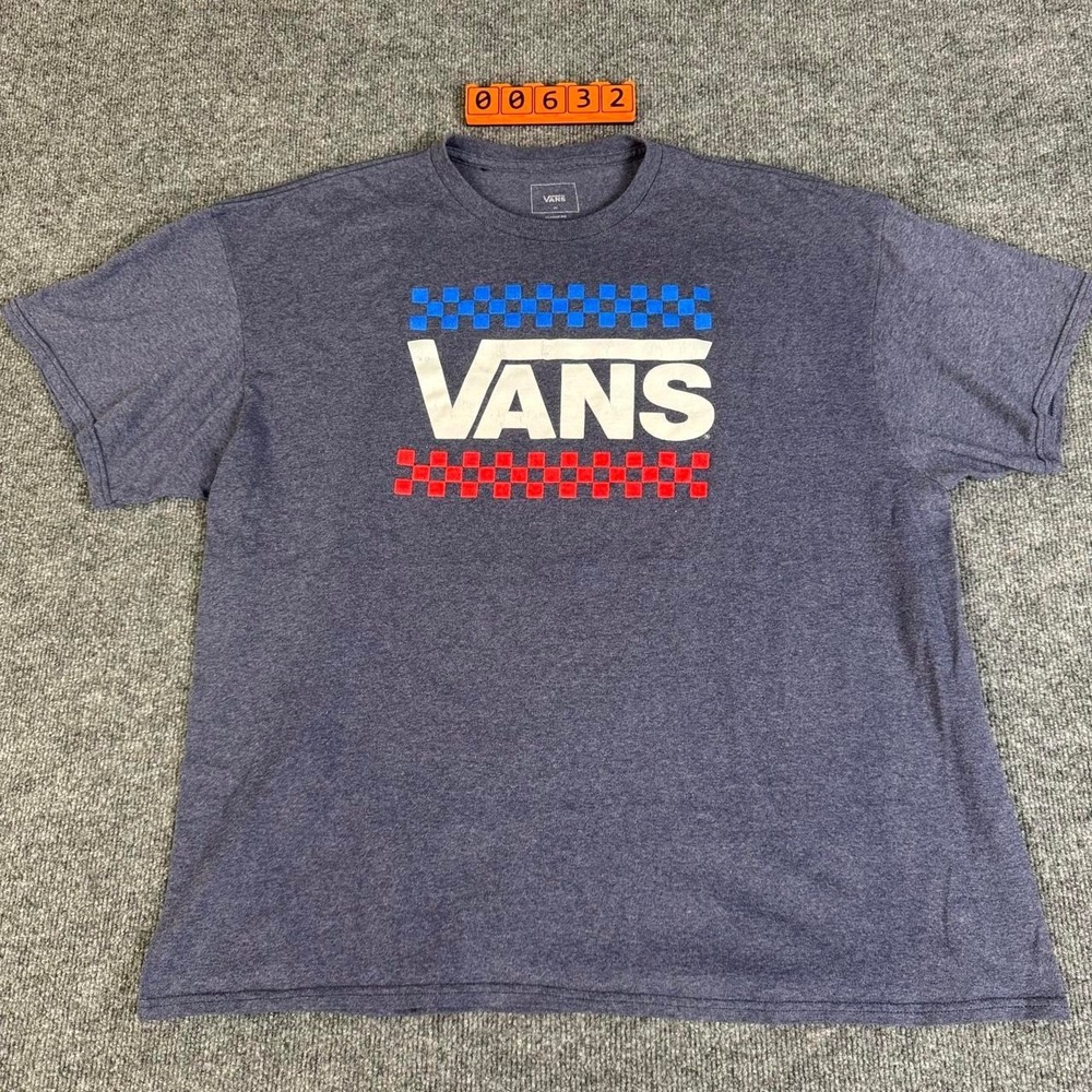 Vans Checkerboard Tee with white VANS logo, size 2X